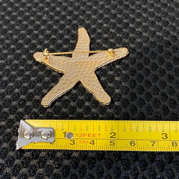 Large Starfish Brooch Pin Cream Gold Tone Statement Jewelry - Picture 7 of 8
